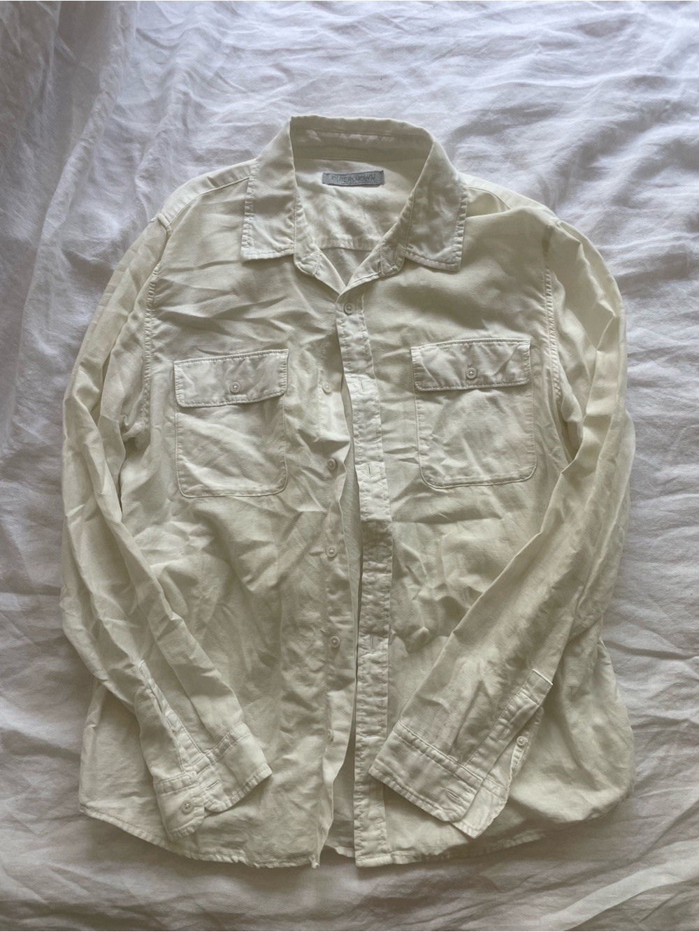 Outerknown Cotton-Linen Shirt — Men's Large, off-white